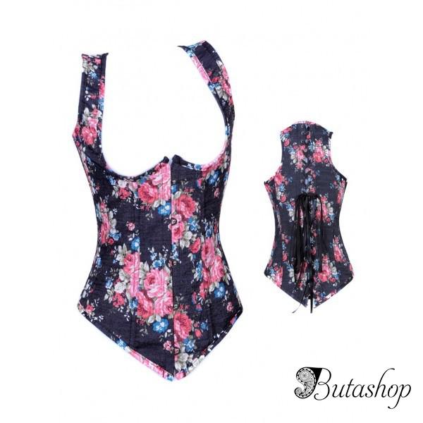 Стильный корсет под джинс с цветочным принтом - www.butashop.com