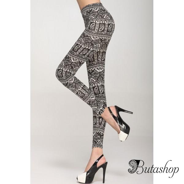 Серые леггинсы с принтом - www.butashop.com