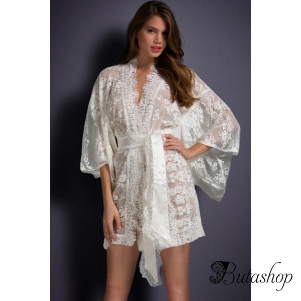 Белый прозрачный халатик - www.butashop.com