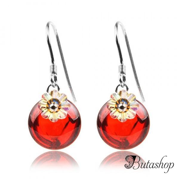 РАСПРОДАЖА! Серебряные серьги с красными камнями - www.butashop.com