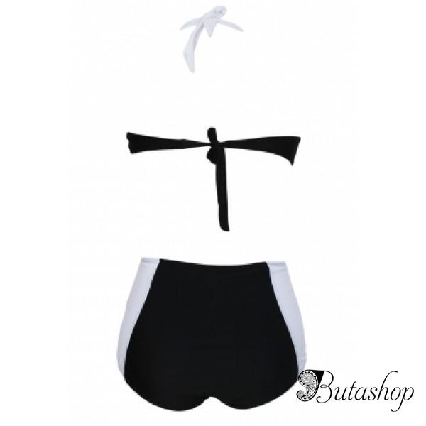 Черно-белый купальник с завышенной талией - www.butashop.com