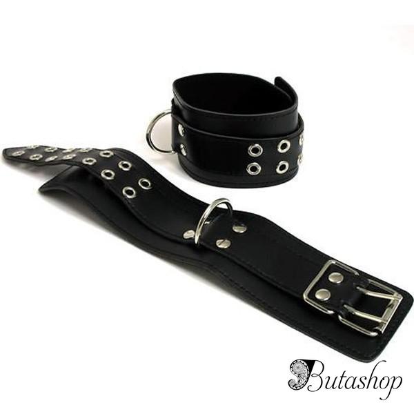 Черные кожаные наручники изготовлены из высококачественной кожи - www.butashop.com