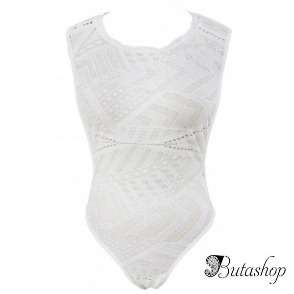 Белый открытый ассиметричный тедди - www.butashop.com