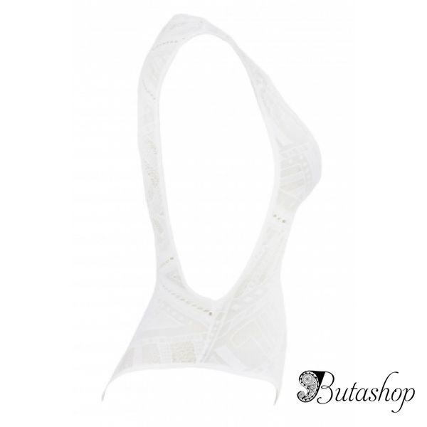 Белый открытый ассиметричный тедди - www.butashop.com