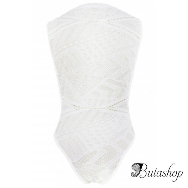 Белый открытый ассиметричный тедди - www.butashop.com
