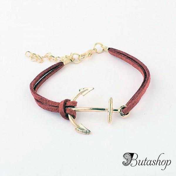 РАСПРОДАЖА! Кожаный браслет - Якорь - www.butashop.com