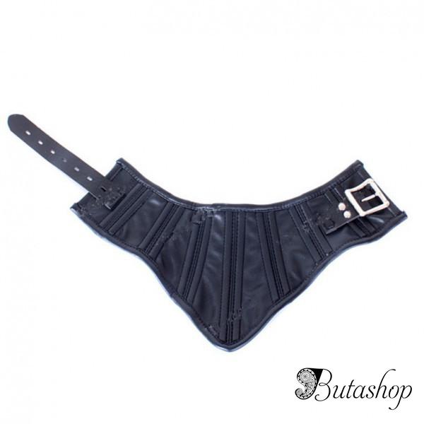 Благородный черный кожаный ошейник - www.butashop.com