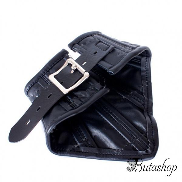 Благородный черный кожаный ошейник - www.butashop.com