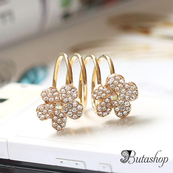 РАСПРОДАЖА! Золотистое кольцо-пружина с цветочками - www.butashop.com