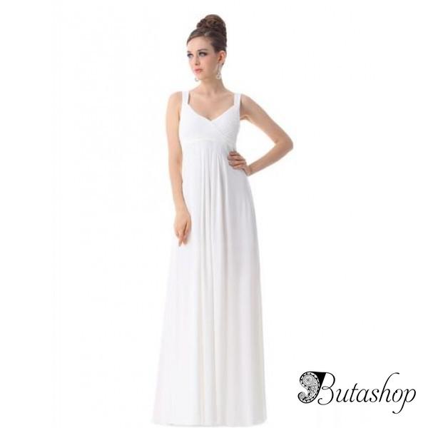 РАСПРОДАЖА! Вечернее длинное платье на бретельках белое - www.butashop.com
