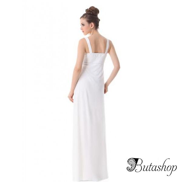 РАСПРОДАЖА! Вечернее длинное платье на бретельках белое - www.butashop.com