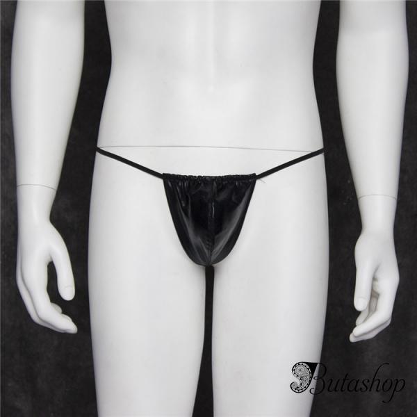Мужские черные стринги из латекса - www.butashop.com