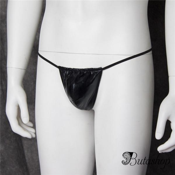 Мужские черные стринги из латекса - www.butashop.com