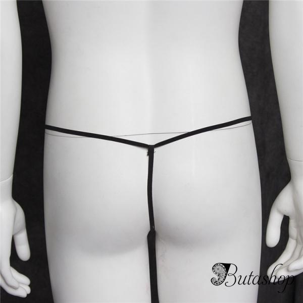 Мужские черные стринги из латекса - www.butashop.com