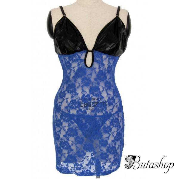 Синий ажурный пеньюар - www.butashop.com