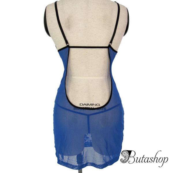 Синий ажурный пеньюар - www.butashop.com