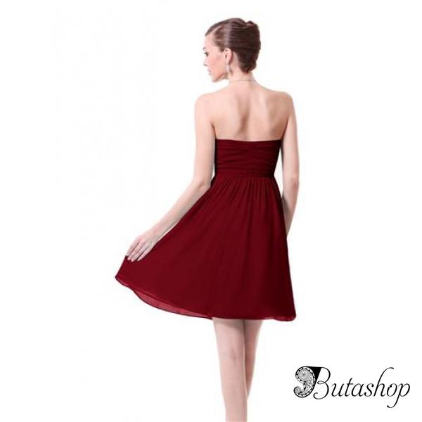 РАСПРОДАЖА! Платье с розами без бретель бордовое - www.butashop.com