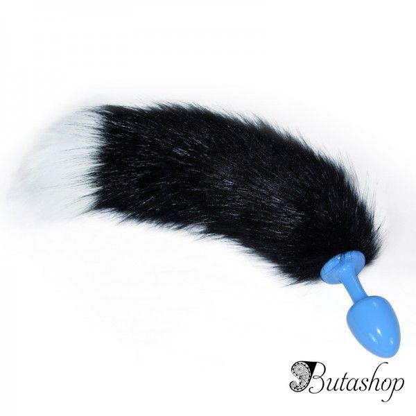 Анальная голубая пробка с хвостом - www.butashop.com