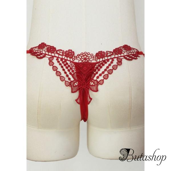Красные трусики с вышивкой сзади. - www.butashop.com