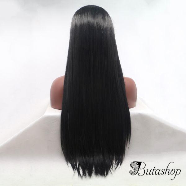 Реалистичный парик на сетке длинные прямые черные волосы - www.butashop.com