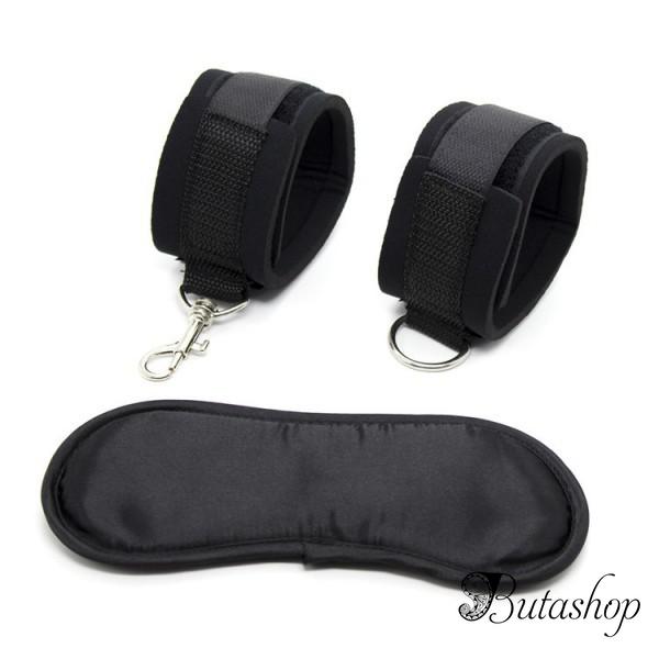 Черный бандажные наручники и повязка для глаз - www.butashop.com