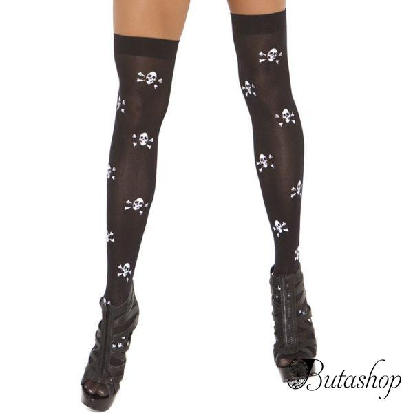 Halloween Favourite Skull Thigh High Stockings - www.butashop.com