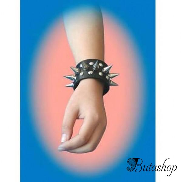 РАСПРОДАЖА! Кожаные шипованные наручники, пара 2 шт - www.butashop.com