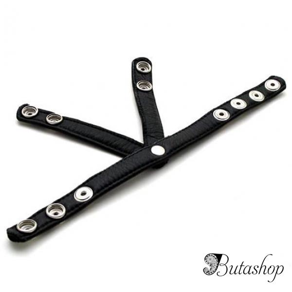 Черный кожаный фиксатор на пенис - www.butashop.com