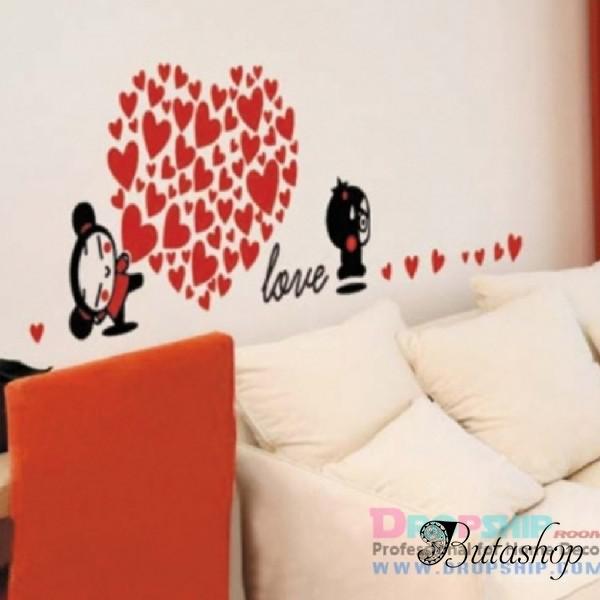 РАСПРОДАЖА! Виниловая наклейка - Love, сердце из сердечек - www.butashop.com