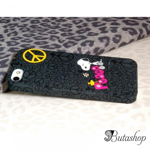 РАСПРОДАЖА! Cartoon Snoopy PC Plastic Matte Protective Case for iPhone 5 (Black) - www.butashop.com