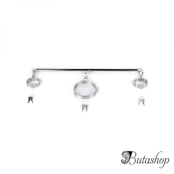 Male Stainless Steel Hand and Neck Handcuffs - www.butashop.com