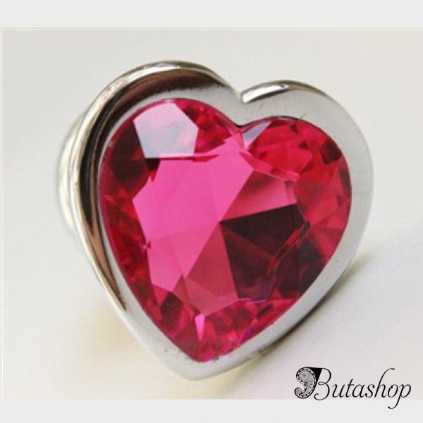 Анальная пробка сердечко, с красным камушком, размер М - www.butashop.com