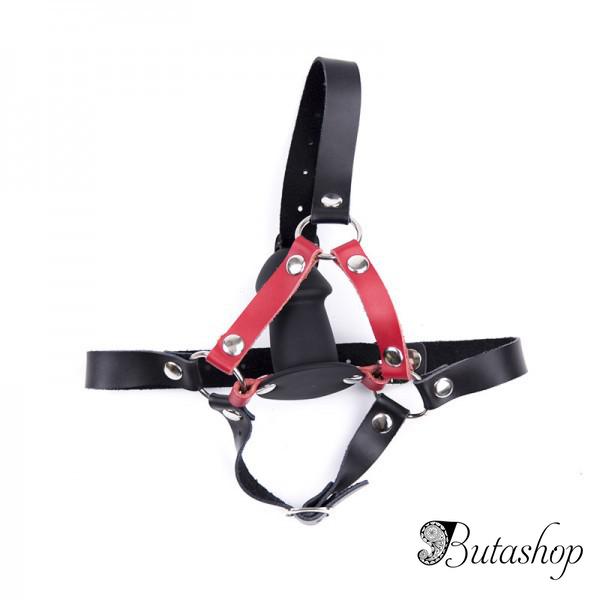 Черный кожаный ремень с силиконовый плагом - www.butashop.com