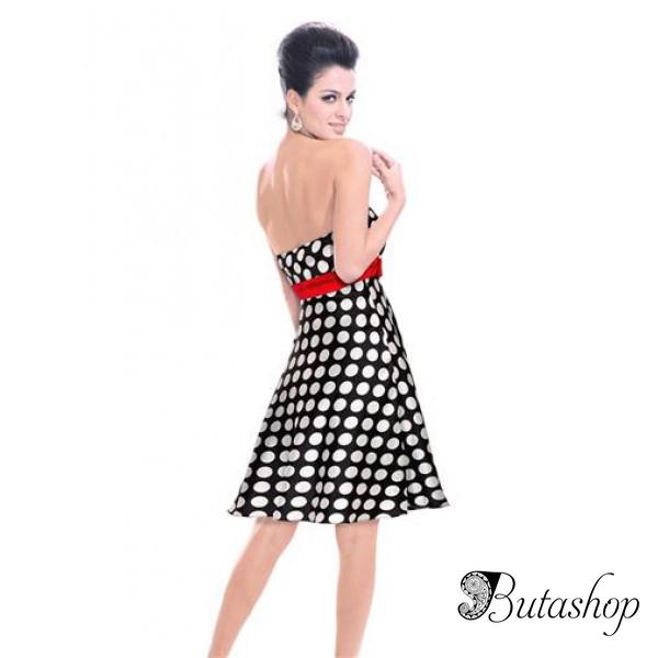 РАСПРОДАЖА! Платье в горошек с красным поясом - www.butashop.com