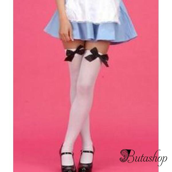 Белые чулки с черными атласными бантиками - www.butashop.com