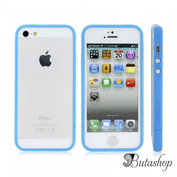 РАСПРОДАЖА! Glossy Injection Painting Design PC Up & Down Protective Frame for iPhone 5 (Blue) - www.butashop.com