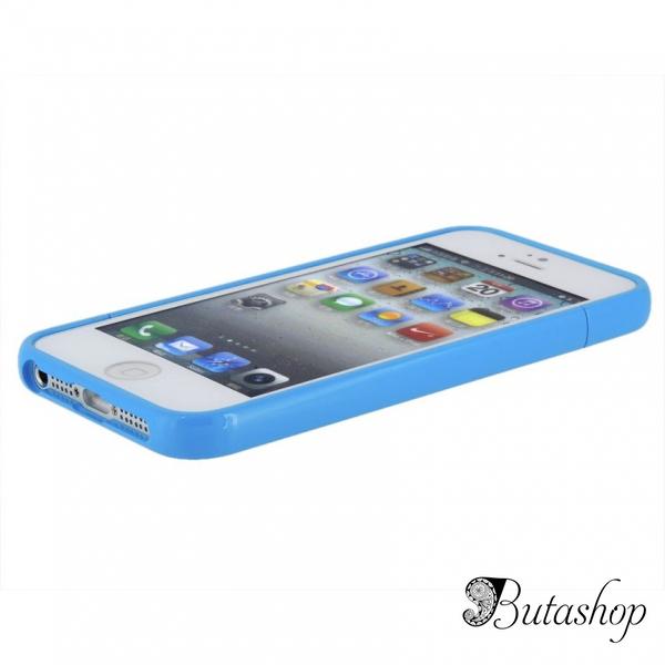 РАСПРОДАЖА! Glossy Injection Painting Design PC Up & Down Protective Frame for iPhone 5 (Blue) - www.butashop.com