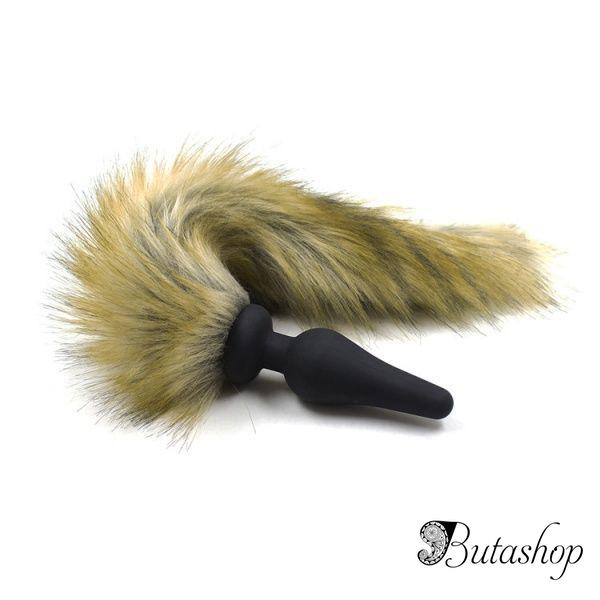 Черная силиконовая пробка с меховым хвостом - www.butashop.com