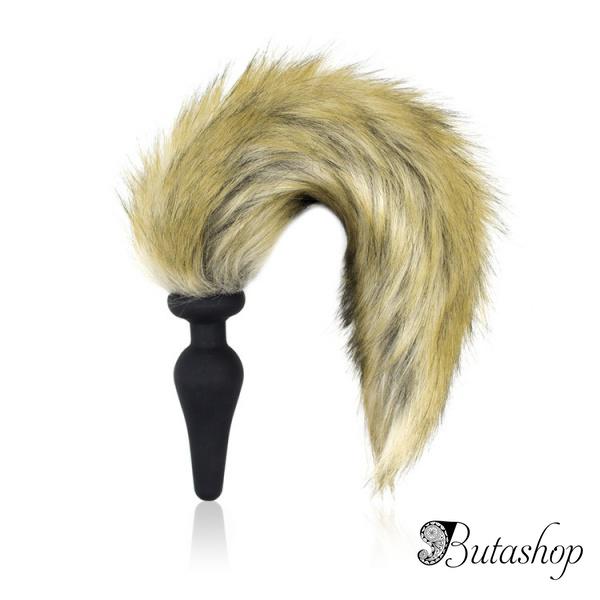 Черная силиконовая пробка с меховым хвостом - www.butashop.com