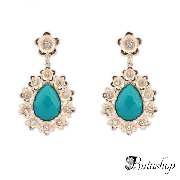 РАСПРОДАЖА! Серьги с цветочками и камнем - www.butashop.com
