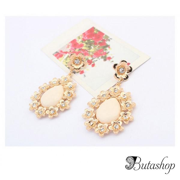 РАСПРОДАЖА! Серьги с цветочками и камнем - www.butashop.com
