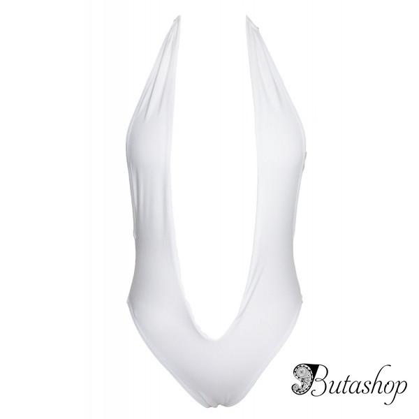 Белый монокини с глубоким вырезом - www.butashop.com