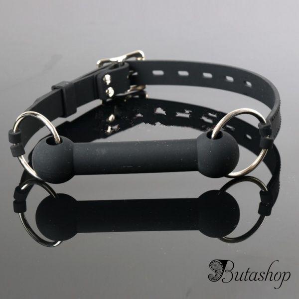 Черный кляп с силиконовой палочкой для рта - www.butashop.com