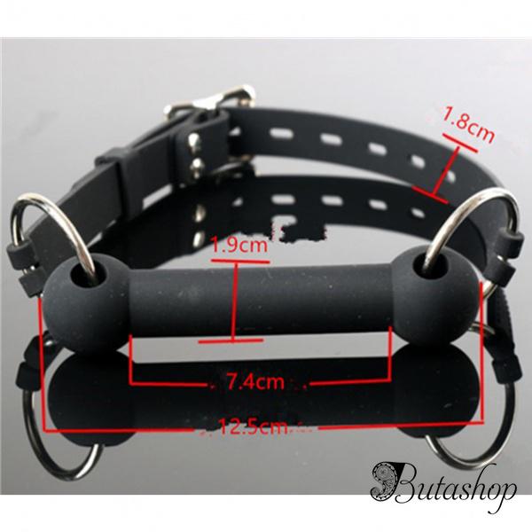 Черный кляп с силиконовой палочкой для рта - www.butashop.com