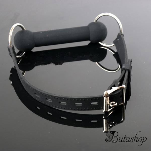 Черный кляп с силиконовой палочкой для рта - www.butashop.com