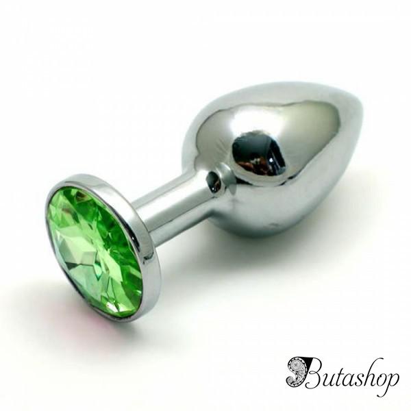 Металлическая анальная пробка с камнем под Сваровски, маленькая - www.butashop.com