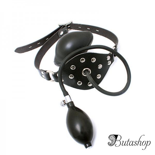 Кожаная маска с надувным кляпом - www.butashop.com