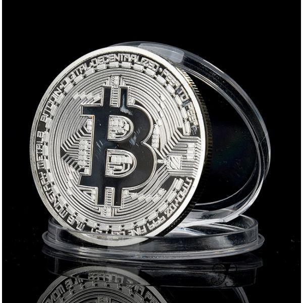 РАСПРОДАЖА! Сувенирная монета coin Bitcoin серебро - www.butashop.com