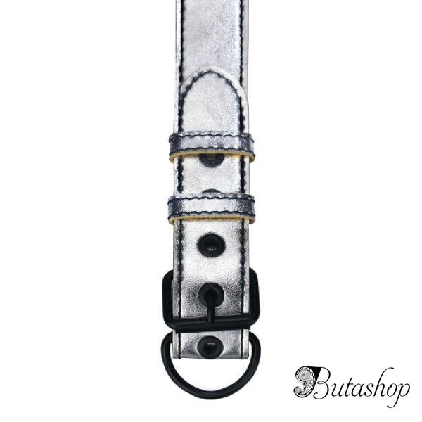 Ошейник Фетиш серый металик - www.butashop.com