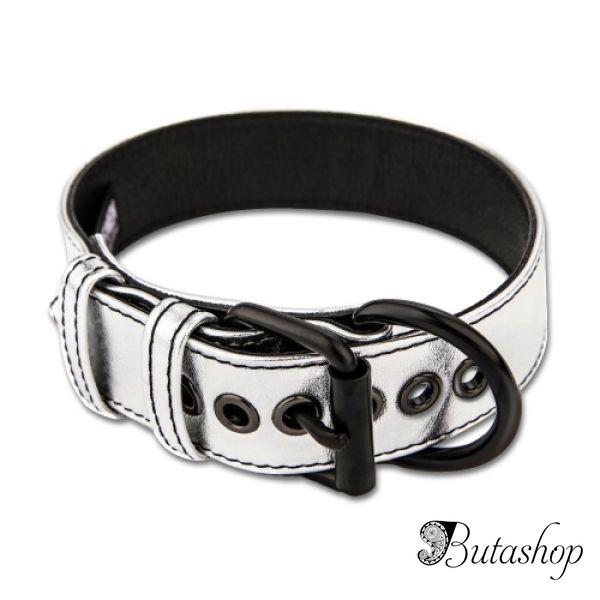 Ошейник Фетиш серый металик - www.butashop.com